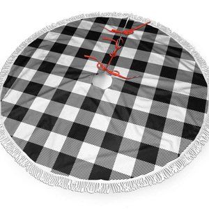 36 in Black and White Buffalo Plaid Tree Skirt
